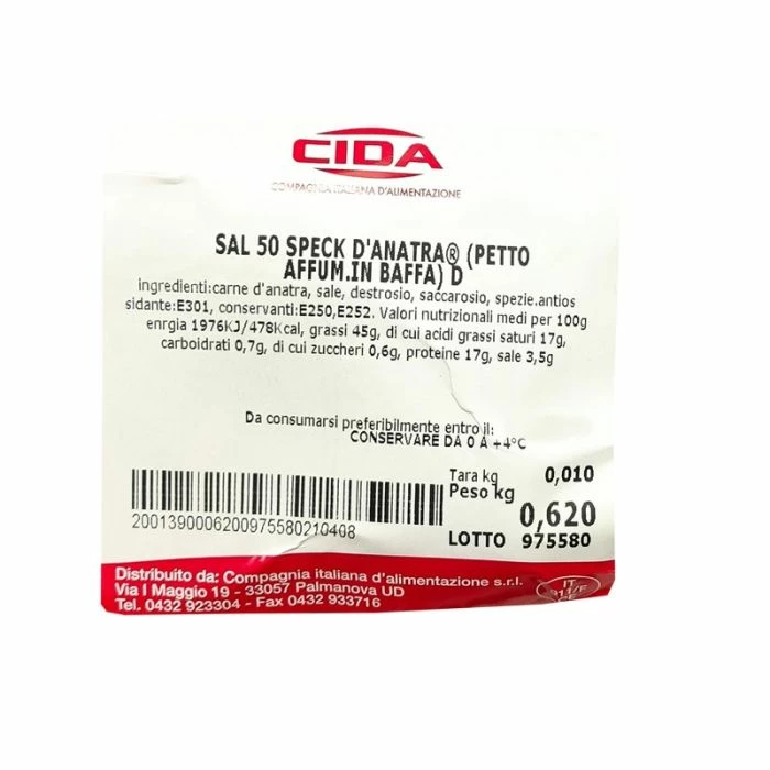 Speck D'anatra Affumicato 600g 1 Speck D'anatra Affumicato 600g