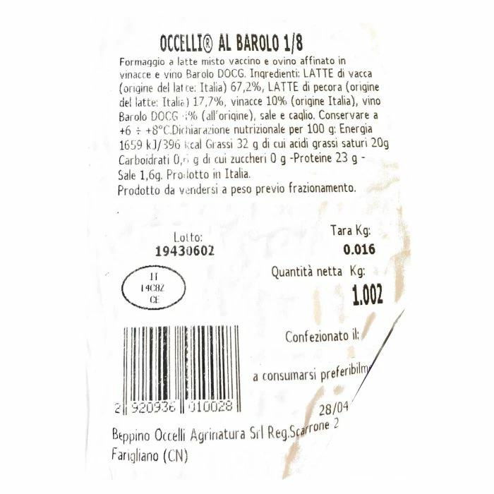 Formaggio Al Barolo Beppino Occelli 2 Formaggio Al Barolo Beppino Occelli - immagine 2